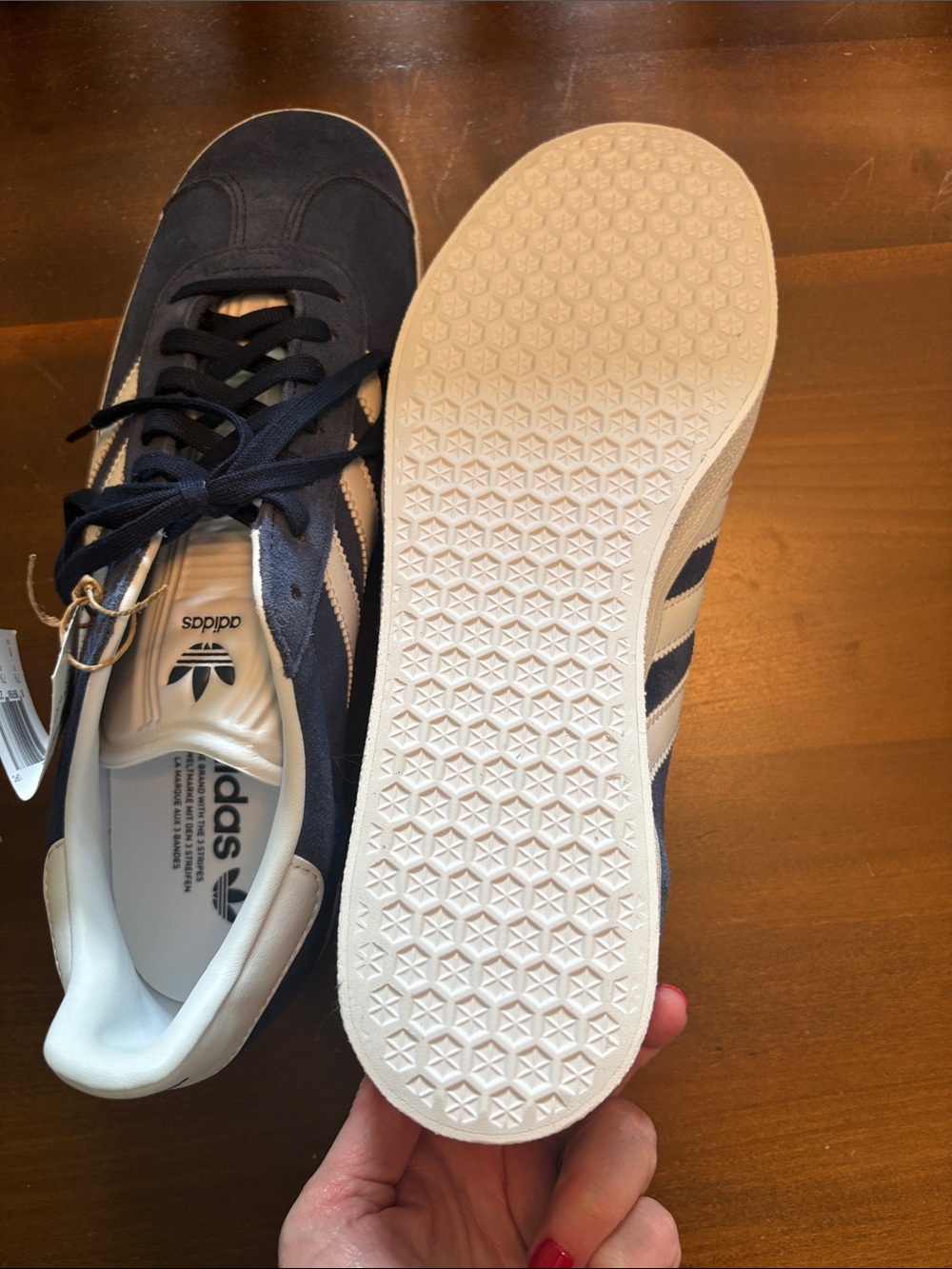 adidas Gazelle Navy and White Suede Classic Low-Top Sneakers - Picture 5 of 14